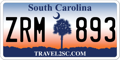 SC license plate ZRM893