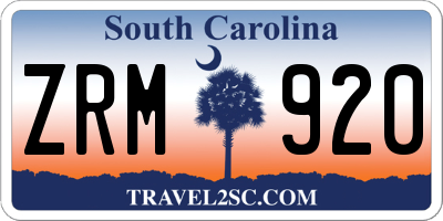 SC license plate ZRM920