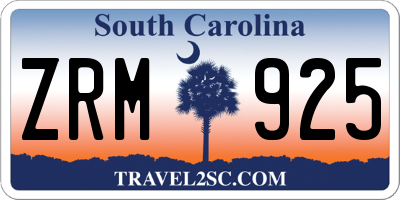 SC license plate ZRM925