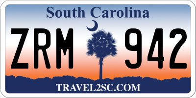 SC license plate ZRM942