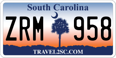 SC license plate ZRM958