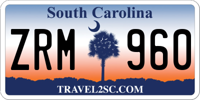 SC license plate ZRM960