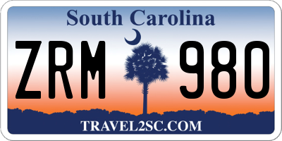 SC license plate ZRM980