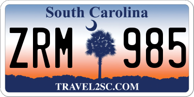 SC license plate ZRM985