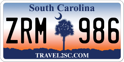SC license plate ZRM986