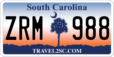 SC license plate ZRM988