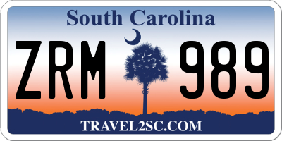 SC license plate ZRM989