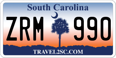 SC license plate ZRM990