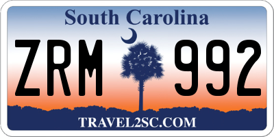 SC license plate ZRM992