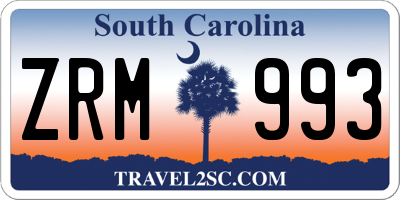 SC license plate ZRM993