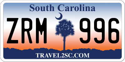 SC license plate ZRM996