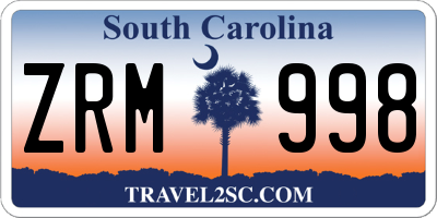 SC license plate ZRM998