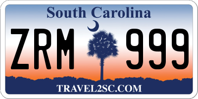 SC license plate ZRM999