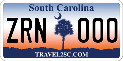 SC license plate ZRN000