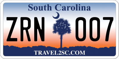 SC license plate ZRN007