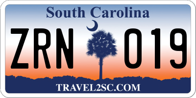 SC license plate ZRN019