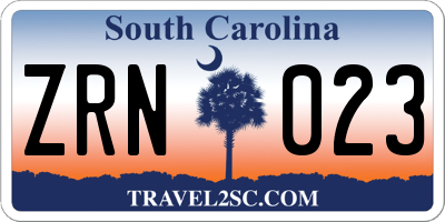 SC license plate ZRN023