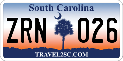 SC license plate ZRN026