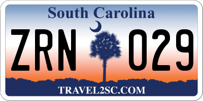 SC license plate ZRN029