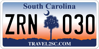 SC license plate ZRN030