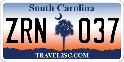 SC license plate ZRN037