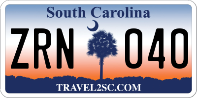 SC license plate ZRN040