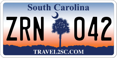 SC license plate ZRN042