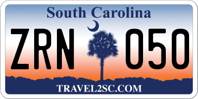SC license plate ZRN050