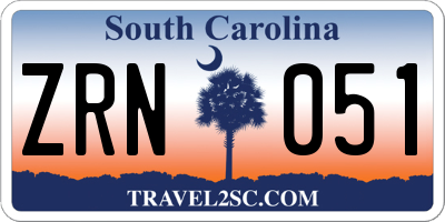 SC license plate ZRN051