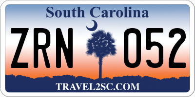SC license plate ZRN052