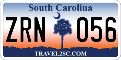 SC license plate ZRN056