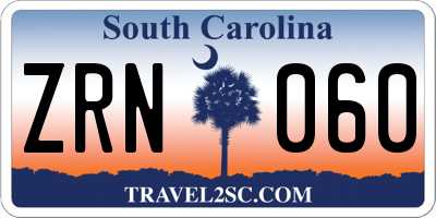 SC license plate ZRN060