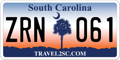 SC license plate ZRN061