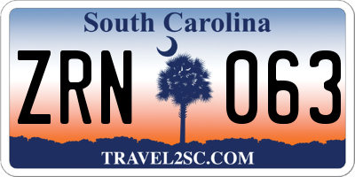 SC license plate ZRN063