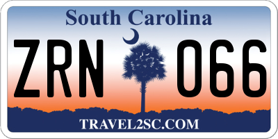 SC license plate ZRN066