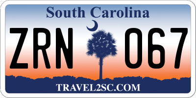 SC license plate ZRN067
