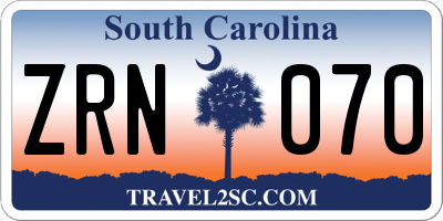 SC license plate ZRN070