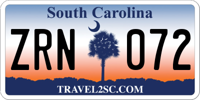 SC license plate ZRN072