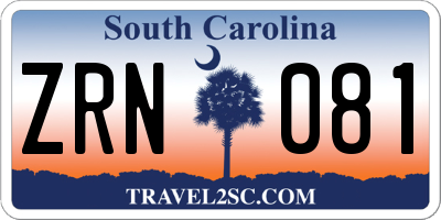 SC license plate ZRN081