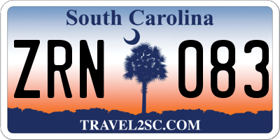 SC license plate ZRN083
