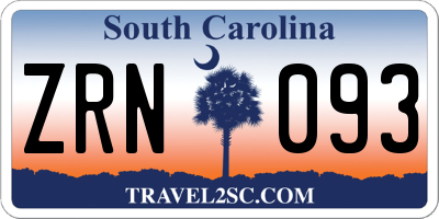 SC license plate ZRN093