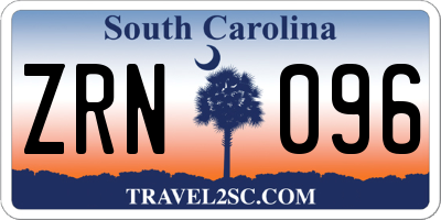 SC license plate ZRN096