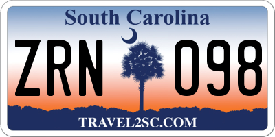SC license plate ZRN098