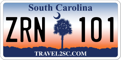 SC license plate ZRN101