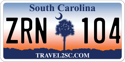 SC license plate ZRN104