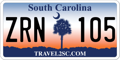 SC license plate ZRN105