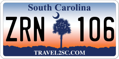 SC license plate ZRN106