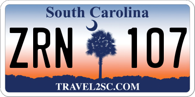 SC license plate ZRN107