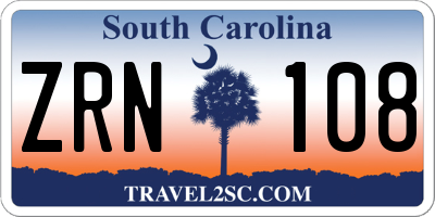 SC license plate ZRN108