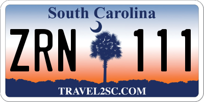 SC license plate ZRN111